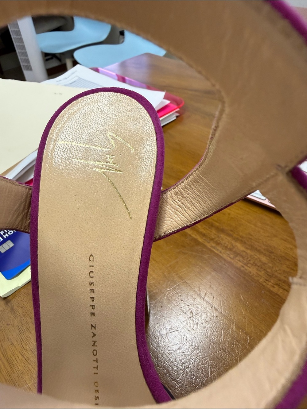 Giuseppe Zanotti Fuchsia Suede Open-Toe Mules